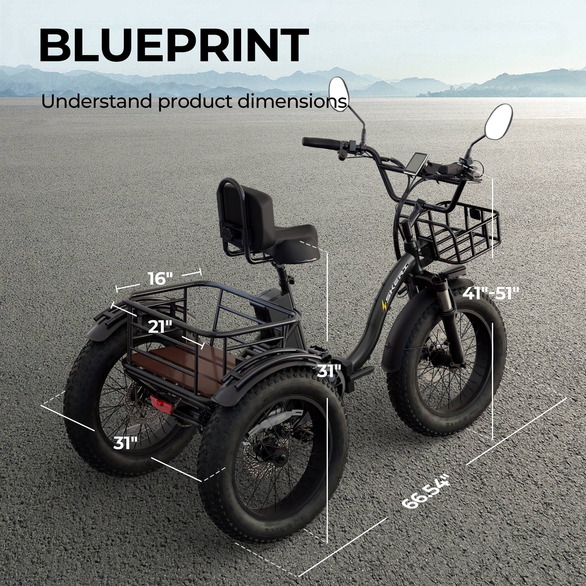 BLUEPRINT  
Understand product dimensions  

- 16"  
- 21"  
- 31"  
- 41"-51"  
- 66.54"