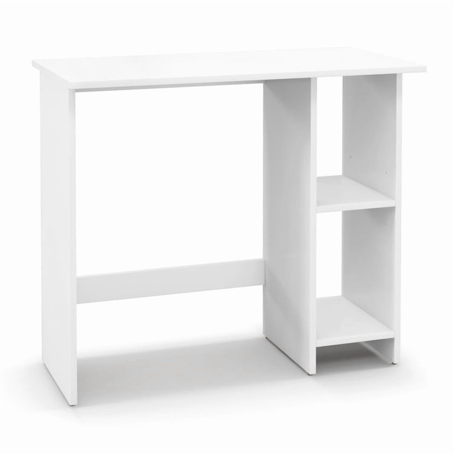 Left. Kadyn - Small Computer Desk with Storage and Adjustable Shelf-White, Home Office Desks, Gaming Computer Desks for Study - White.