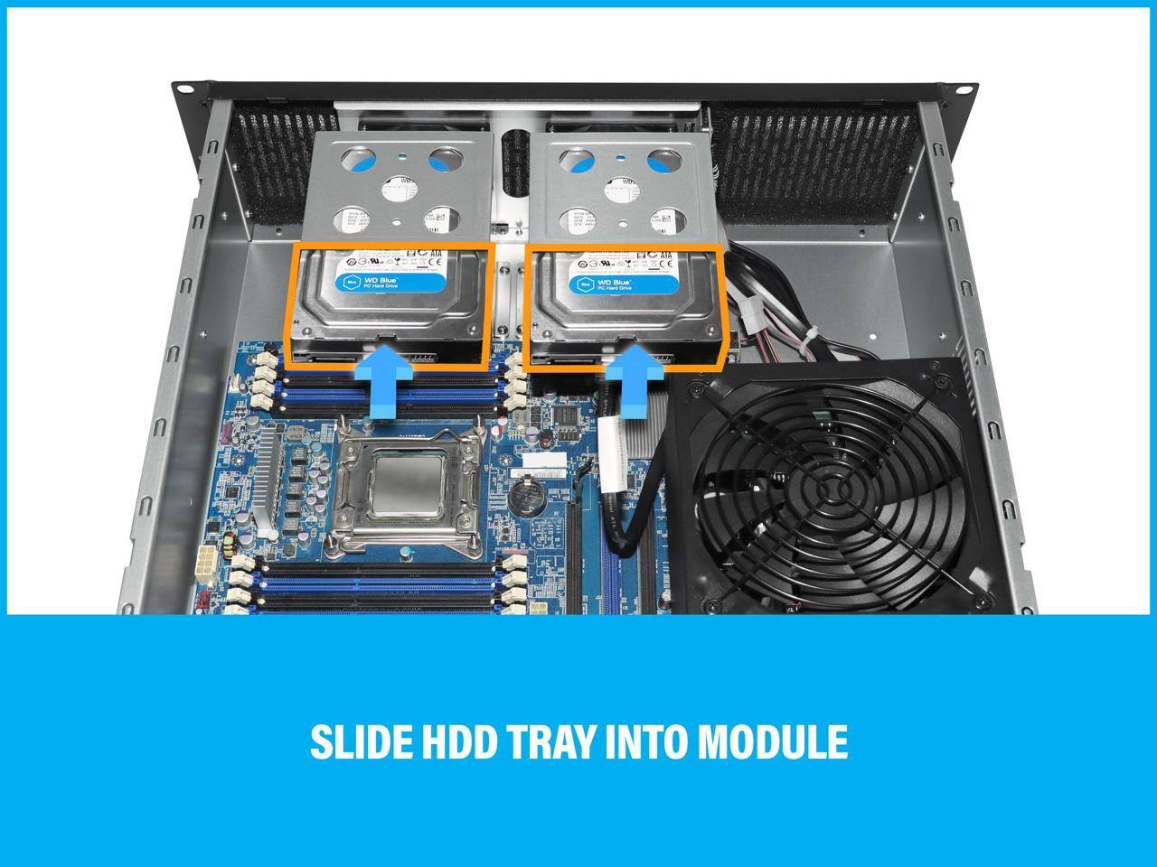 SLIDE HDD TRAY INTO MODULE