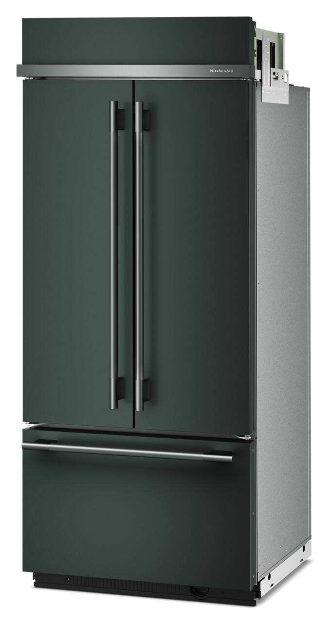 Left. KitchenAid - 20.8 Cu. Ft. Built-In French Door Bottom Mount Refrigerator - Juniper.