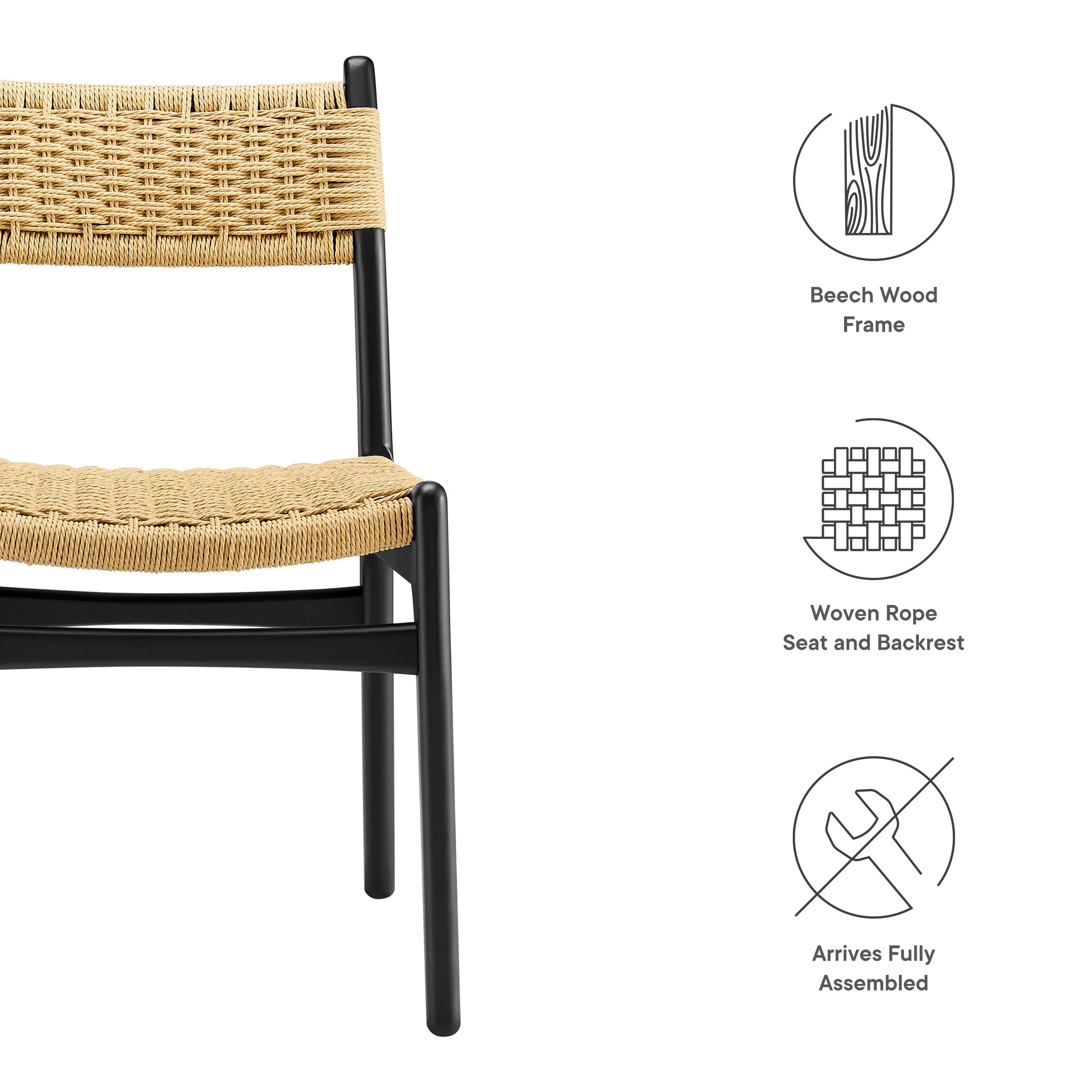 Beech Wood Frame Woven Rope Seat and Backrest Arrives Fully Assembled