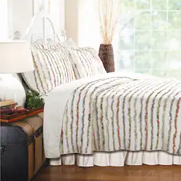 Hivvago - King 100% Cotton 3-Piece Oversized Quilt Set with Ruffle Stripes - Multicolor