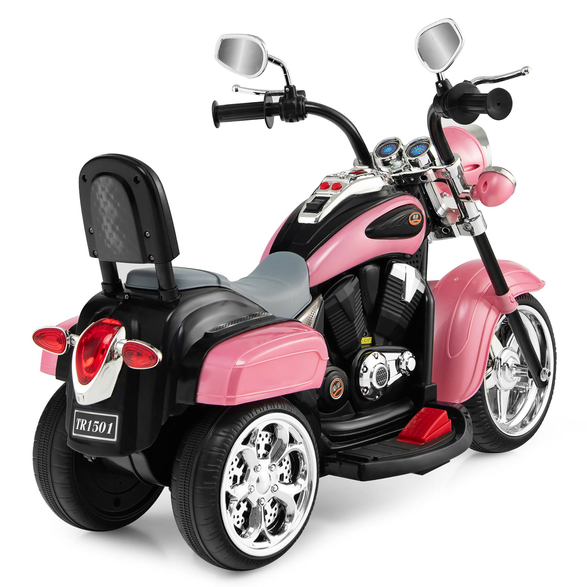 Alt View 8. Costway - Costway 6V Kids Ride on Chopper Motorcycle 3 Wheel Trike with Headlight and Horn - Pink.