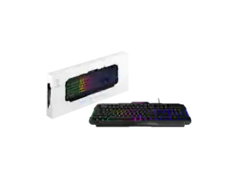 MSI - FORGE GK100 Wired Gaming Keyboard, 104-Key Membrane, RGB, 19-Key Anti-Ghosting, Media Control - Black