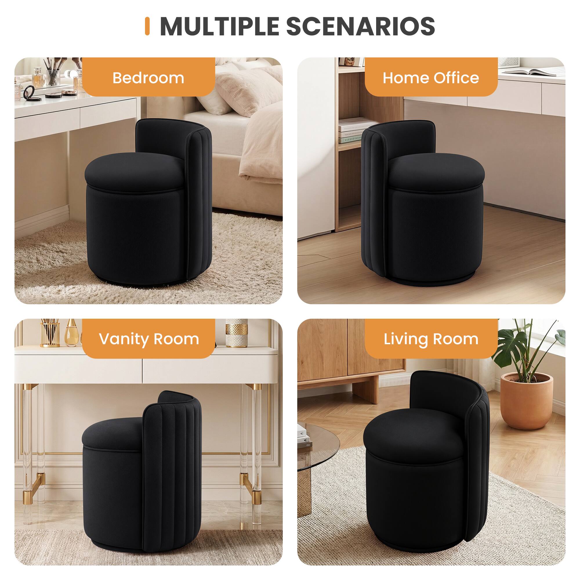 I MULTIPLE SCENARIOS

- Bedroom
- Home Office
- Vanity Room
- Living Room