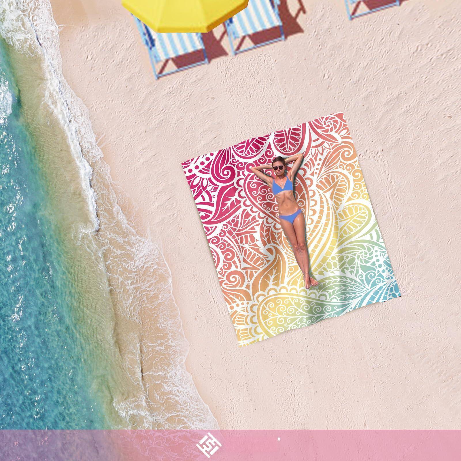 Alt View 1. Reds Spade - Beach Blanket Waterproof Sandproof Oversized Sand Free Mat With Corner Pockets Portable Mesh Bag (ombre Rai... - Ombre Purple Blue.