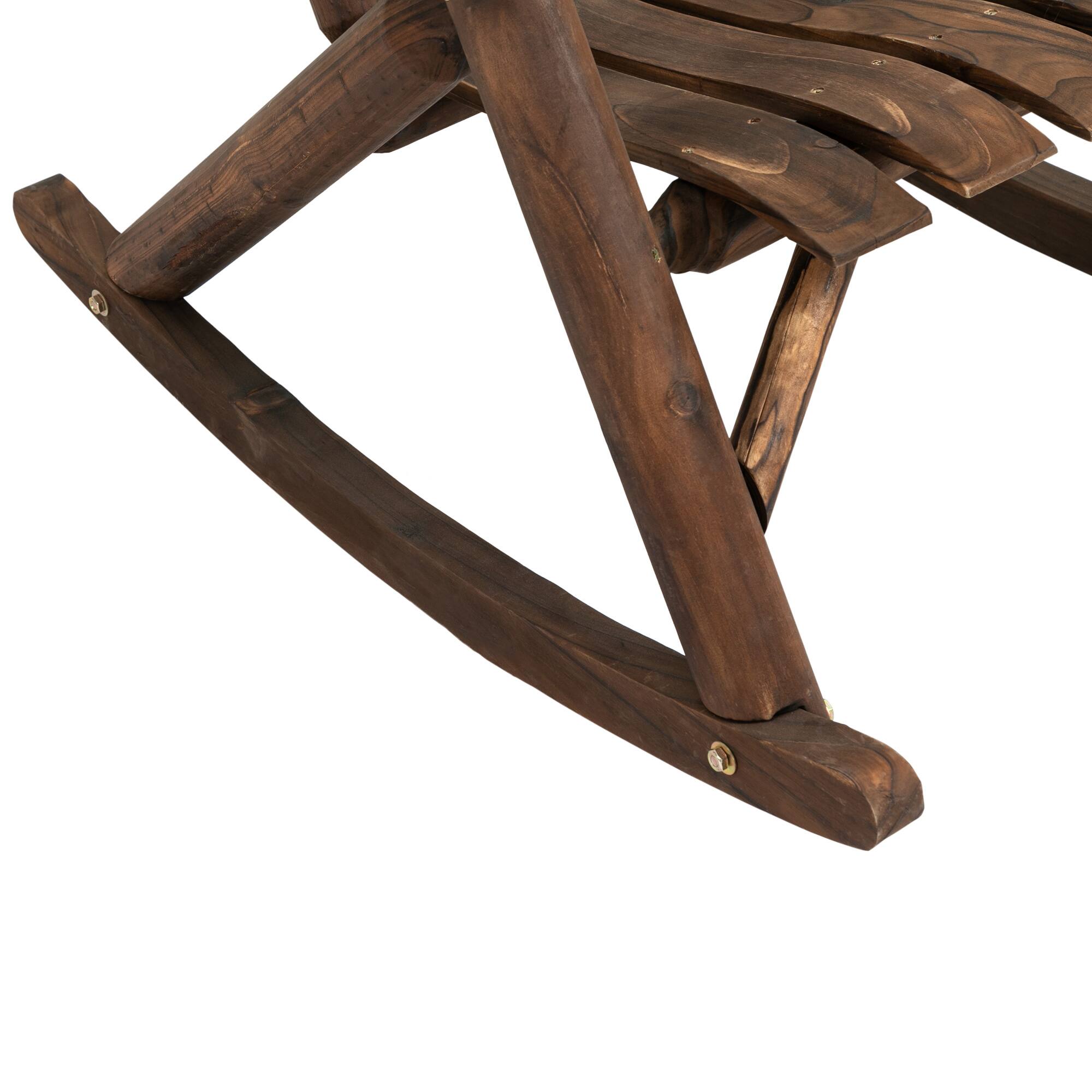 Alt View 5. Outsunny - Outdoor Wooden Rocking Chair, Single-Person Adirondack Rocking Patio Chair with Rustic High Back, Slatted Seat - Carbonized.