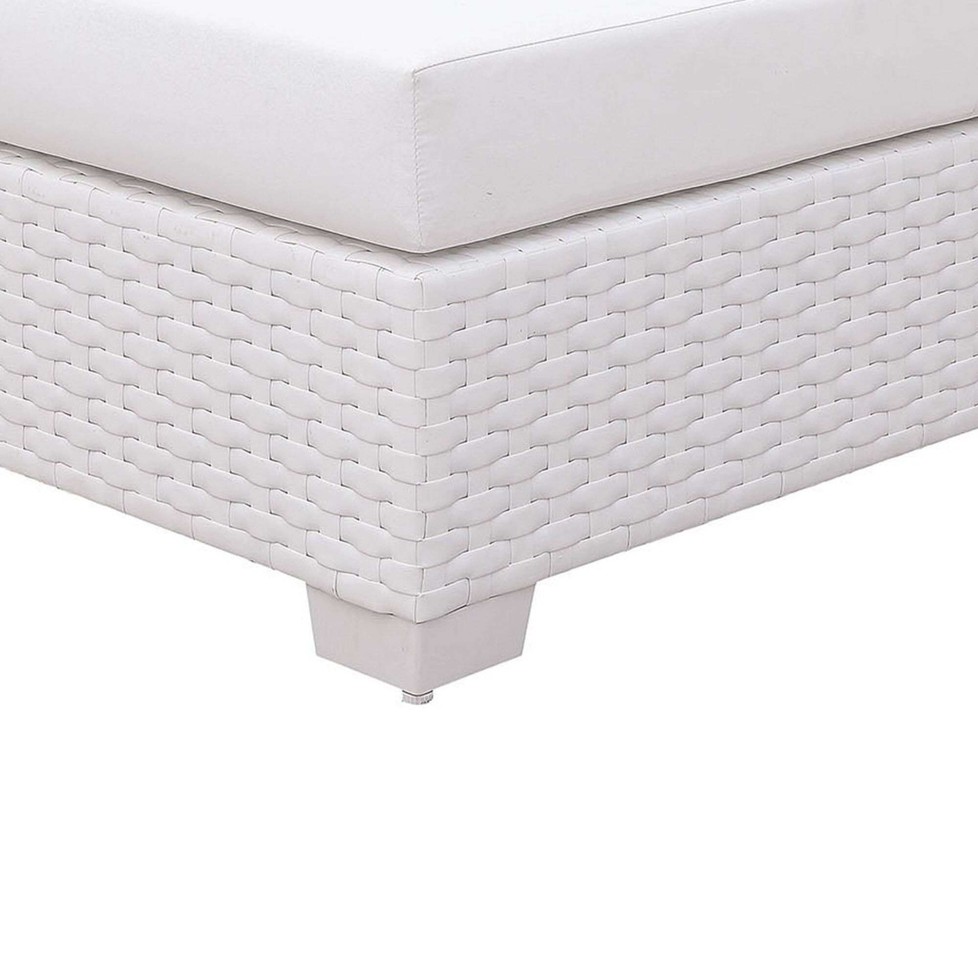 Alt View 2. Manhattan Lane - Faux Polyester and Aluminum Square Ottoman with Padded Seat Cushion - White.