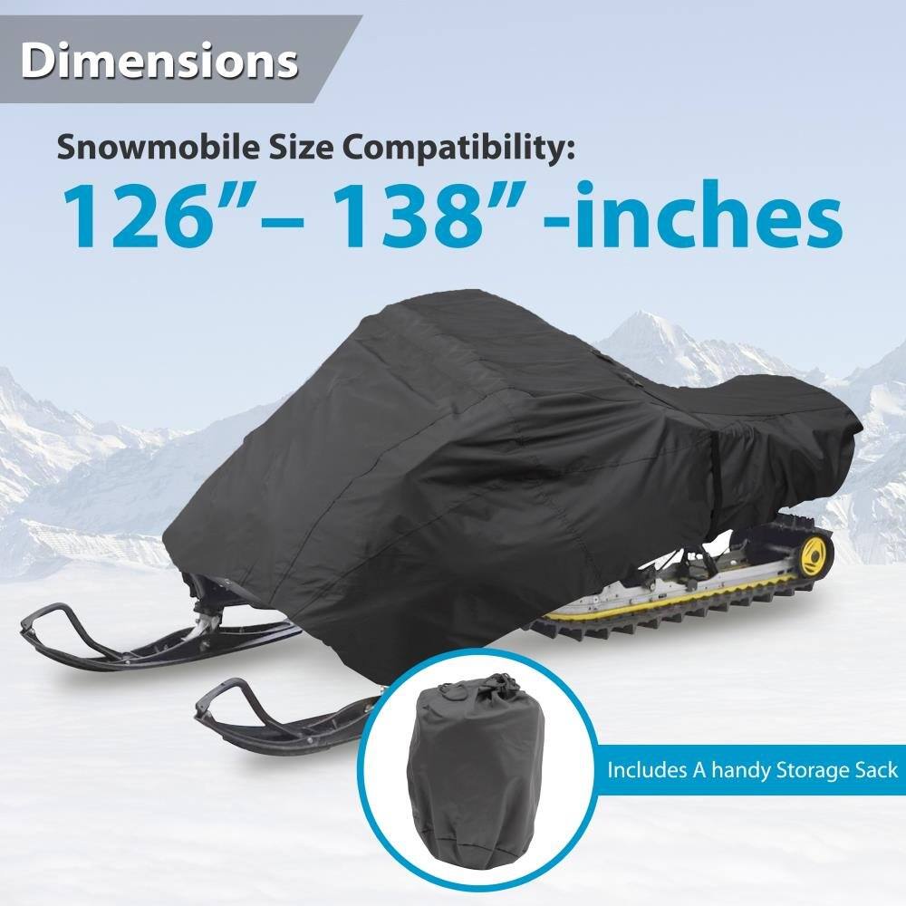 Dimensions  
Snowmobile Size Compatibility: 126" – 138" -inches  
Includes A handy Storage Sack