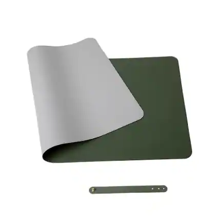 Front. Stock Preferred - Non-Slip Waterproof Reversible Leather Keyboard & Mouse Desk Pad (31.5" x 15.7") - Gray/Balckish Green.