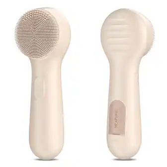 Front. NEXPURE - Facial Cleansing Brush Silicone Sonic Electric Face Scrubber IPX7 Waterproof Deep Cleansing - Beige.
