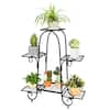 Front. Costway - 6 Tier Flower Pot Holder Metal Vertical Shelves Corner Plants Display Rack - Black.