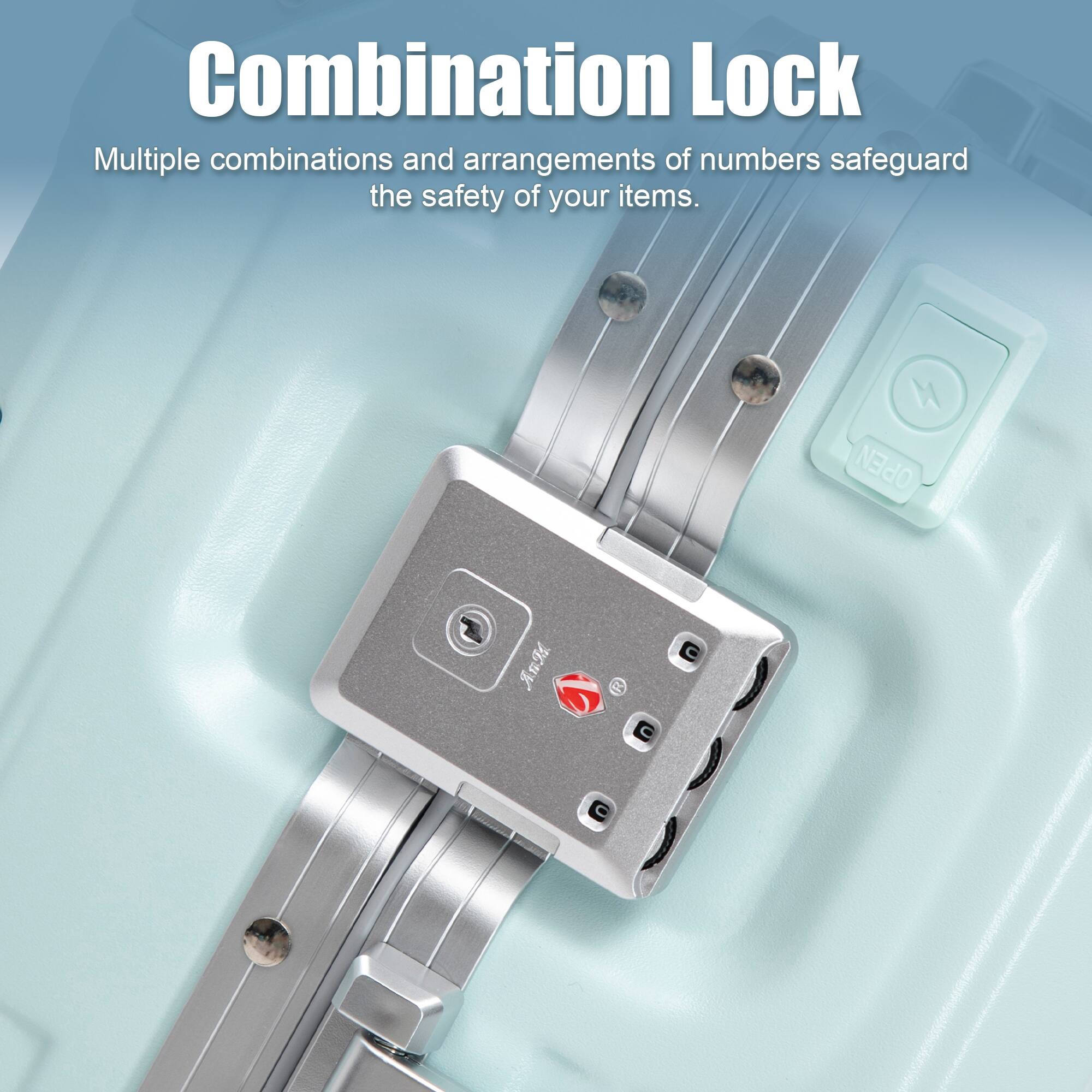 Combination Lock  
Multiple combinations and arrangements of numbers safeguard the safety of your items.