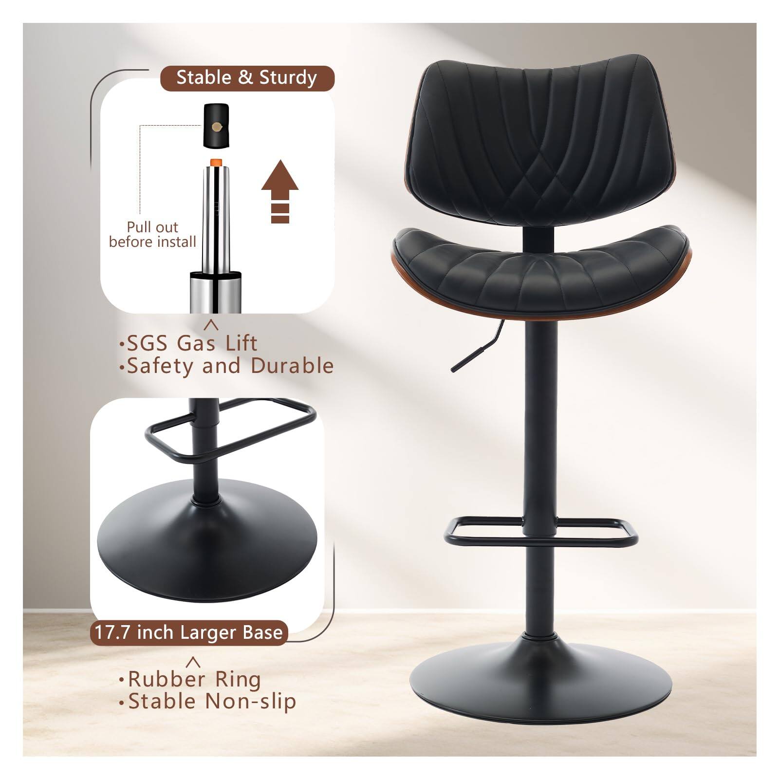 Stable & Sturdy

Pull out before install

SGS Gas Lift
Safety and Durable

17.7 inch Larger Base

Rubber Ring
Stable Non-slip