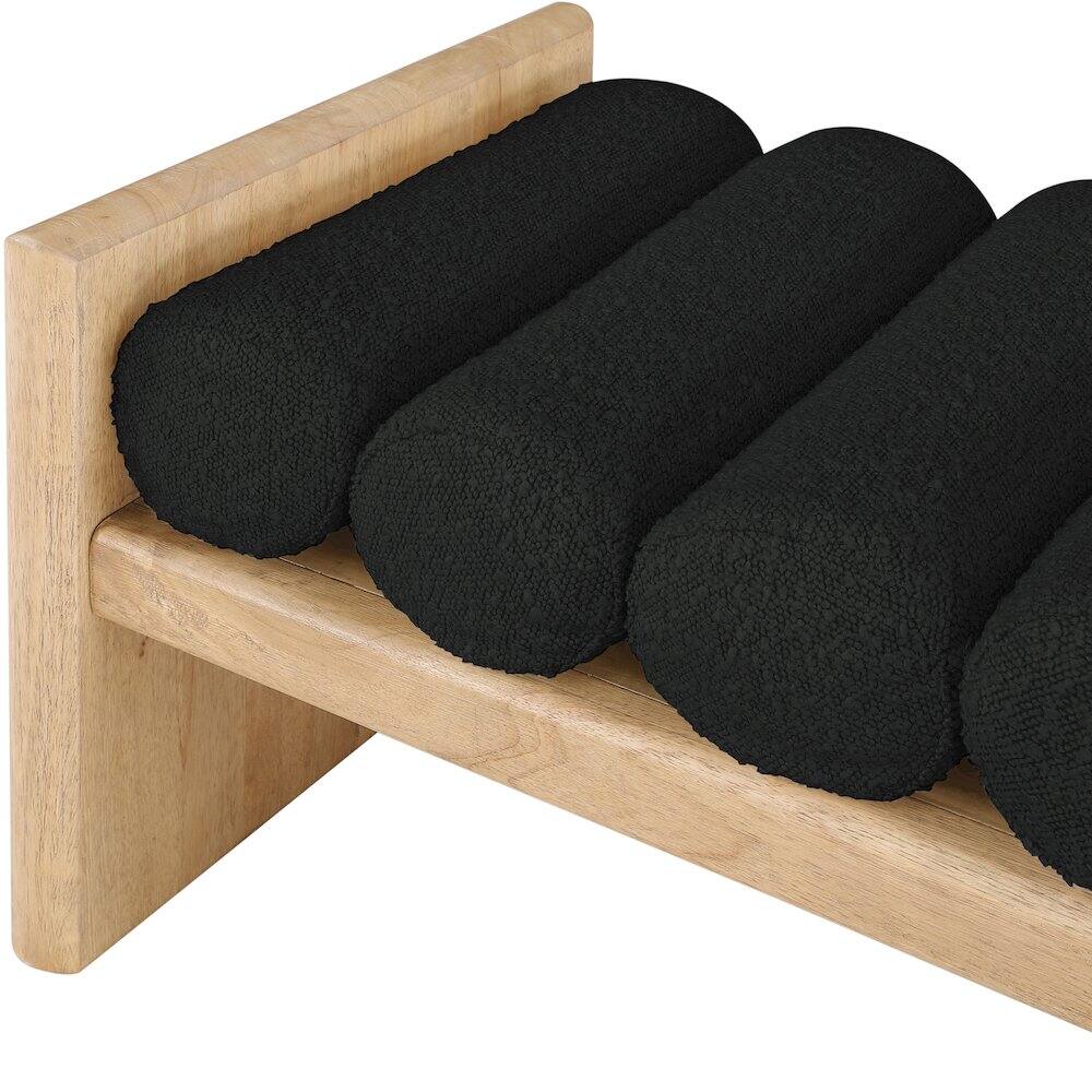 Alt View 4. Meridian Furniture - Waverly Black Boucle Fabric Bench - Black.
