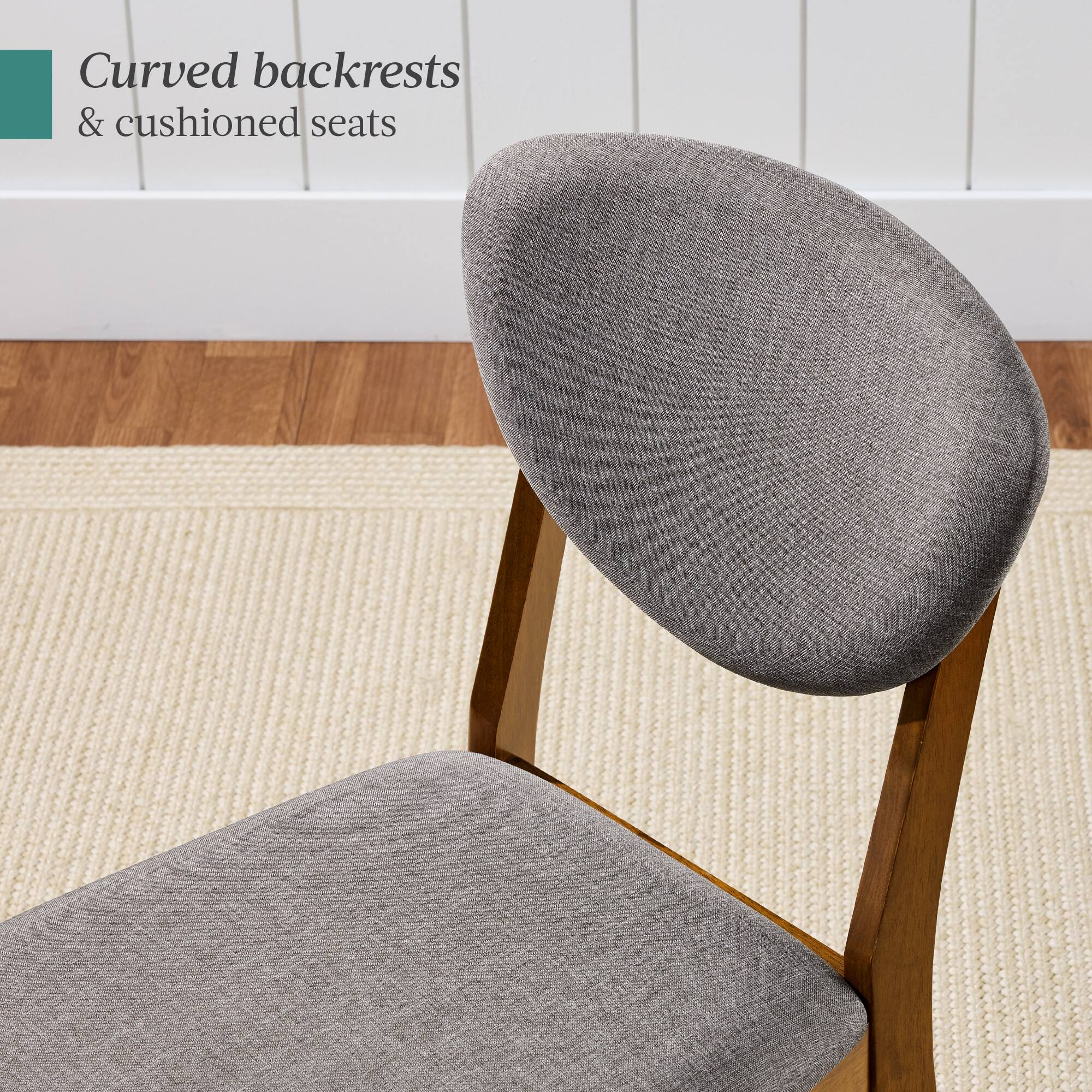 Curved backrests & cushioned seats