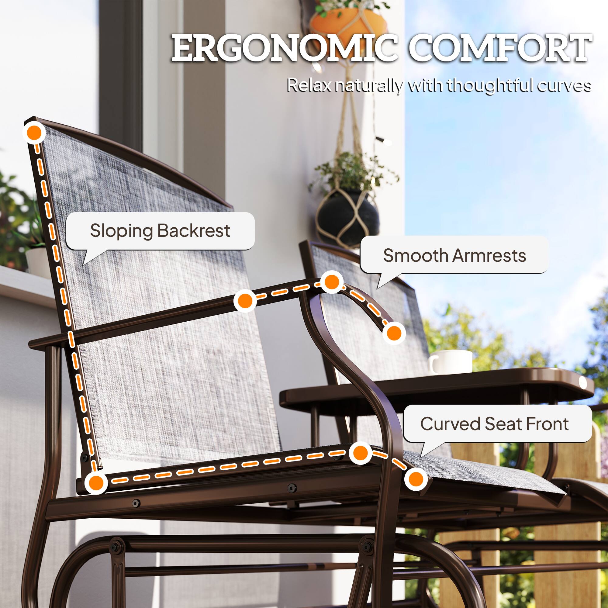 ERGONOMIC COMFORT  
Relax naturally with thoughtful curves

- Sloping Backrest
- Smooth Armrests
- Curved Seat Front
