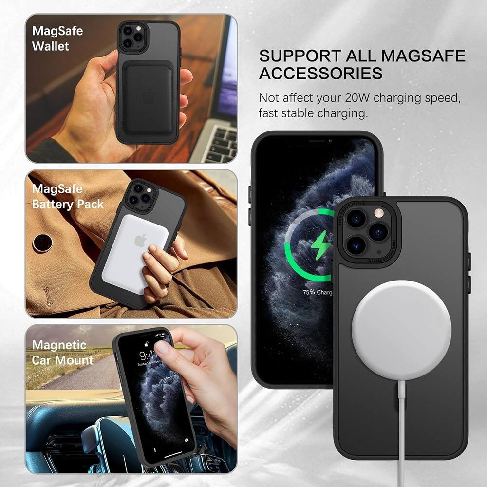 MagSafe Wallet  
MagSafe Battery Pack  
Magnetic Car Mount  

SUPPORT ALL MAGSAFE ACCESSORIES  
Not affect your 20W charging speed, fast stable charging.  
75% Charge