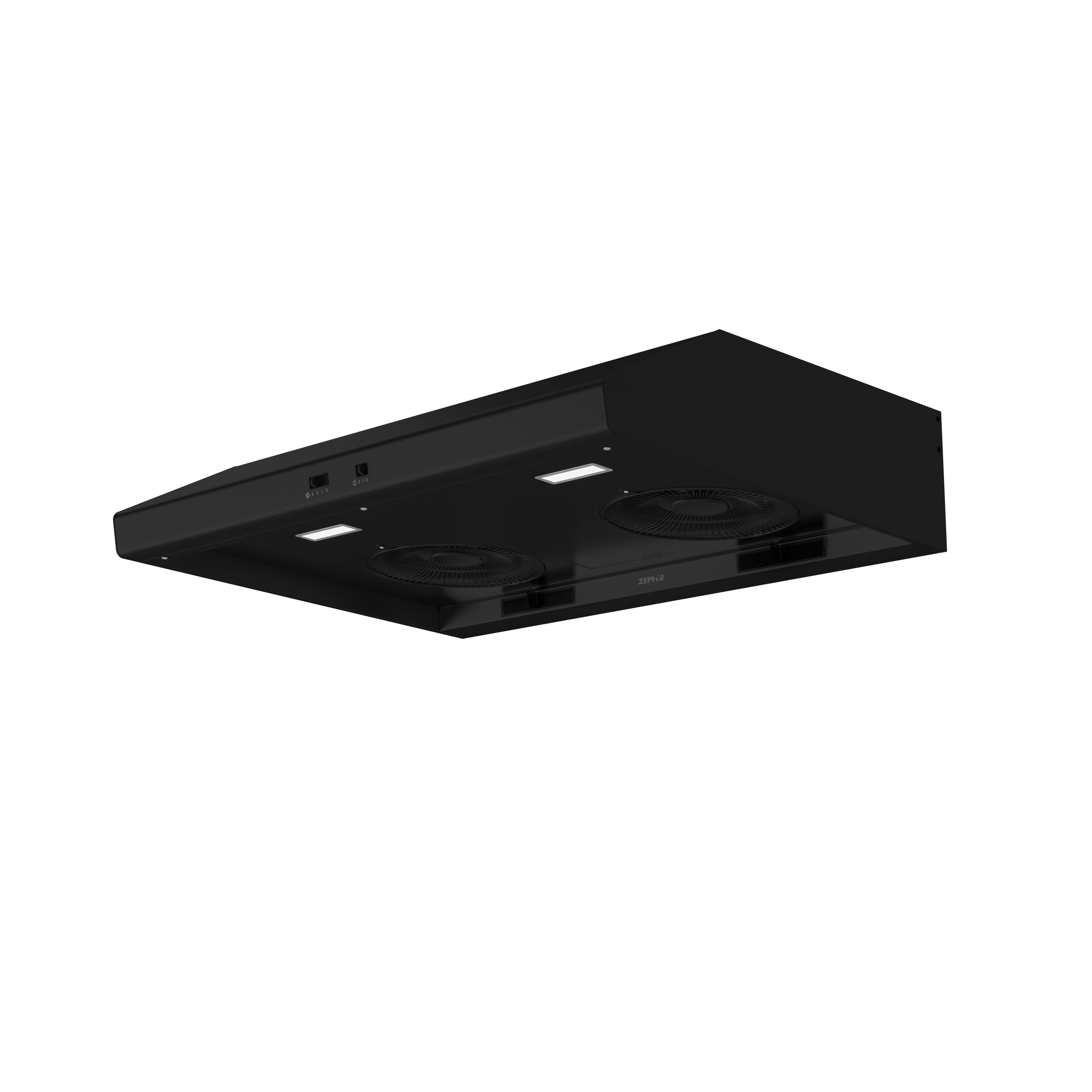 Angle. Zephyr - Cyclone 30 in. 600 CFM Under Cabinet Range Hood - Black.