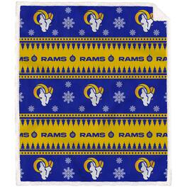Pegasus - Los Angeles Rams 60'' x 70'' Holiday Gift Wrap Sherpa Flannel Fleece Blanket - Multicolor