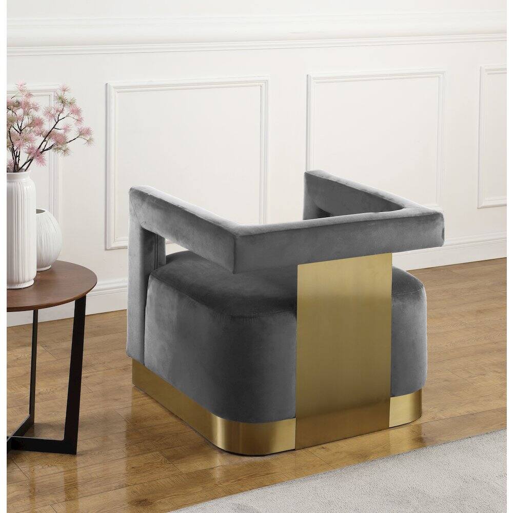 Alt View 2. Meridian Furniture - Armani Grey Velvet Accent Chair - Grey.