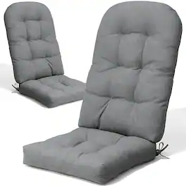 Crestlive Products - 2pc Outdoor Adirondack High Back Chair Cushion with Ties High back patio chair cushion - Light Gray