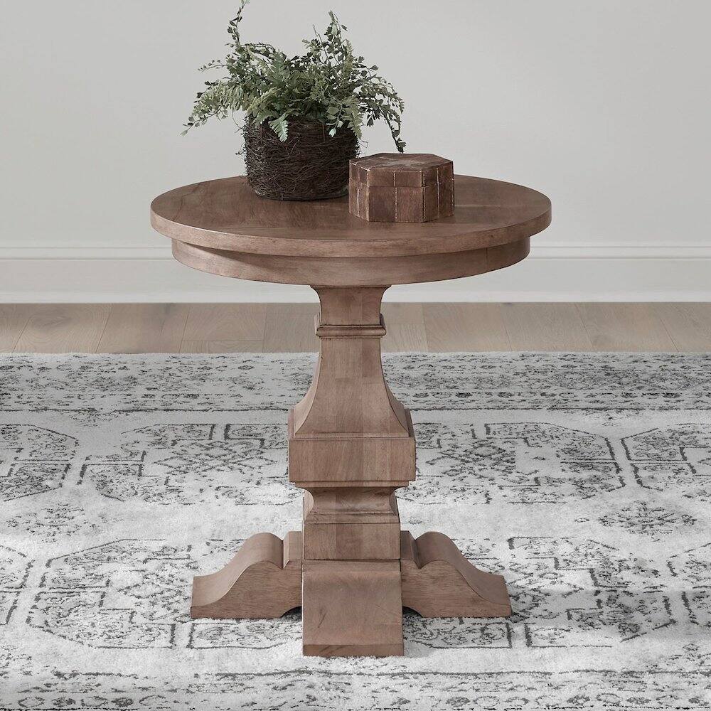 Alt View 4. Liberty Furniture Industries - Haven Hills Round End Table for Living Room Traditional - Camel Beige Birch Wood - Camel Beige.
