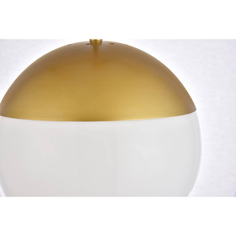 Alt View 1. Living District - Eclipse 1 Light Brass Pendant With Frosted White Glass - Brass And Frosted White.