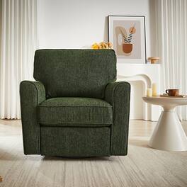 Bestier - 360° Swivel Accent Chair with Side Pockets, Upholstered Chenille Armchair Sofa for Bedroom Office Living Room - Green