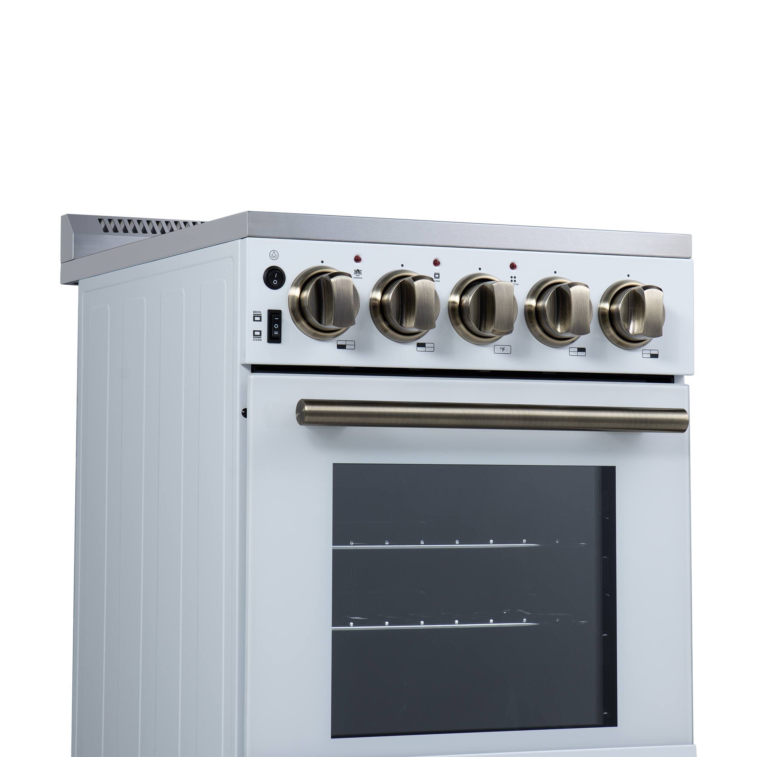 Alt View 8. Forno Appliances - Pallerano 2.05 Cu. Ft. Freestanding Electric Range with Antique Brass Accessories - White.