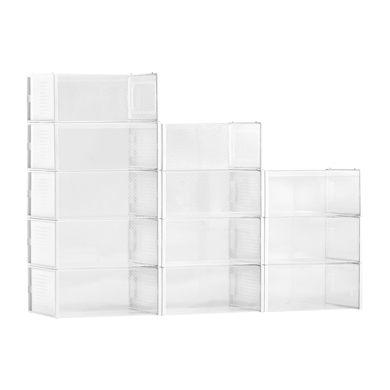 Alt View 5. VEVOR - Shoe Storage Boxes, 12 Pack Stackable Shoe Boxes Storage Organizers, Fit up to US Size 11 - White.
