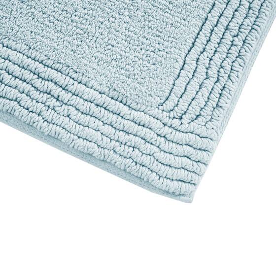 Angle. APRILSOUL - Cloud Soft 3000 GSM Cotton Bath Mat Reversible Machine Washable Oeko Tex Certified - Blue.