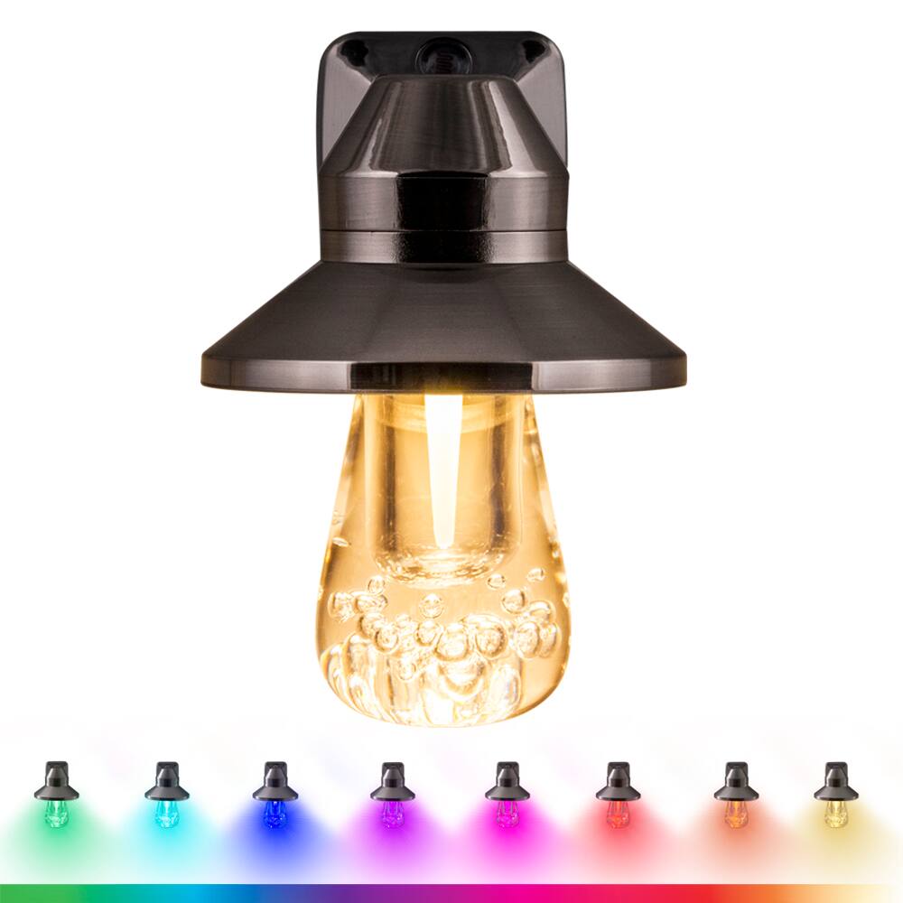 Front. GE - Color-Changing Dusk-to-Dawn LED Night Light - Glossy Bronze.