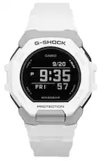 G-SHOCK CASIO
DISP START FWD 9/20 RUN P 9:35 FRI 57 BACK REV MODE WR20BAR LAP PROTECTION