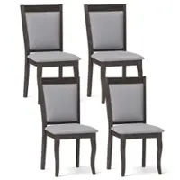 Costway Wood Dining Chairs Set of 4 with Rubber Wood Frame Padded Seat High Backrest - Brown - Front_Zoom
