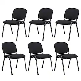 Gymax - Set of 6 Office Guest Chair Stackable Reception Chair Waiting Conference Room - Black