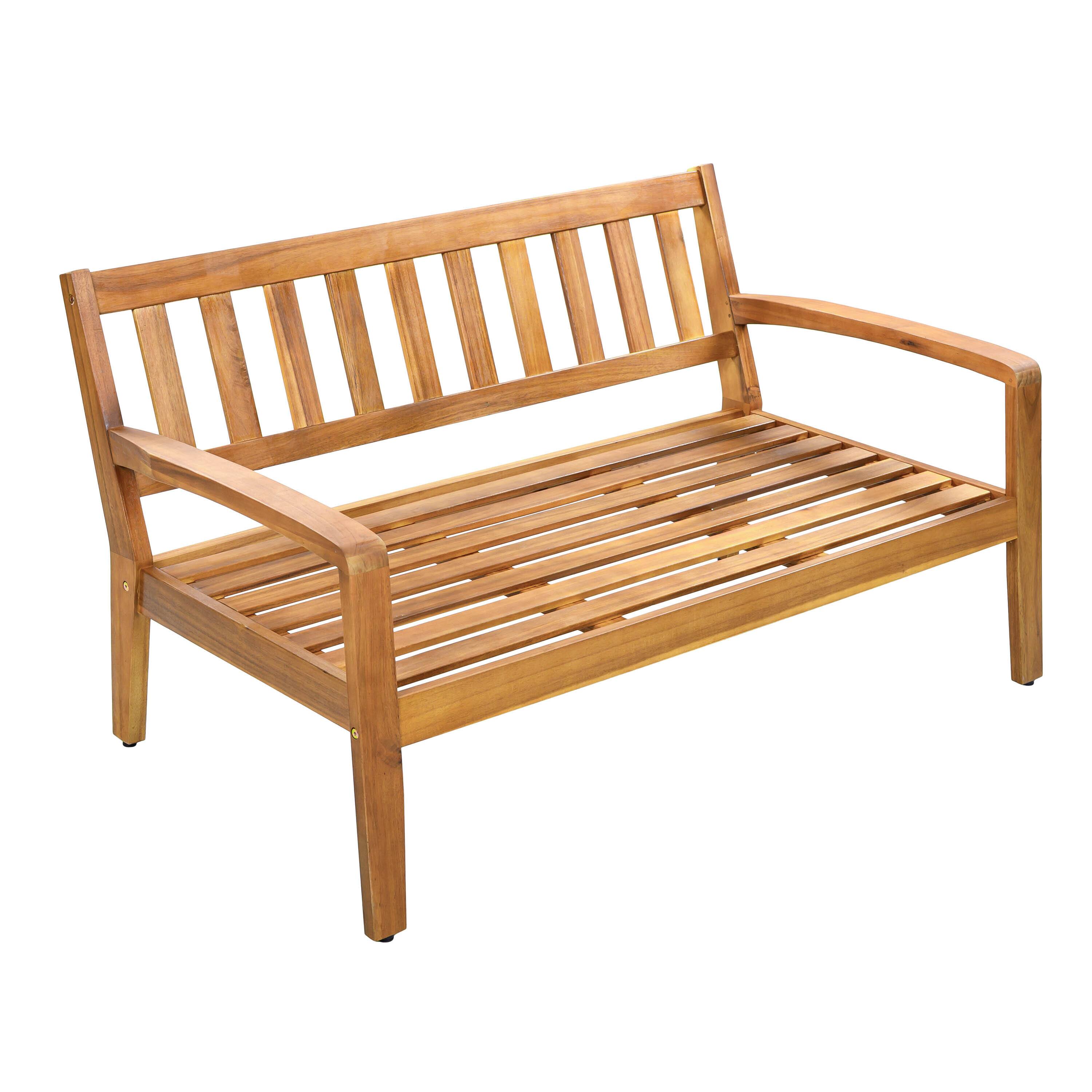 Alt View 2. Whisen - 2-Piece Outdoor Acacia Wood Conversation Set - Loveseat & Coffee Table with Water-Resistant Cushions - Blue|Teak.