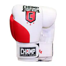 Amber Sporting Goods - The Champ Fight Gear Alpha Series Boxing Gloves Sparring Punching Bag Mitts 12oz - Red/White