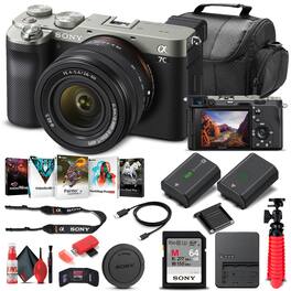Sony - Alpha a7C Mirrorless Camera with 28-60mm Lens Silver Bundle + 64GB Card + Battery + Case + Charger + More