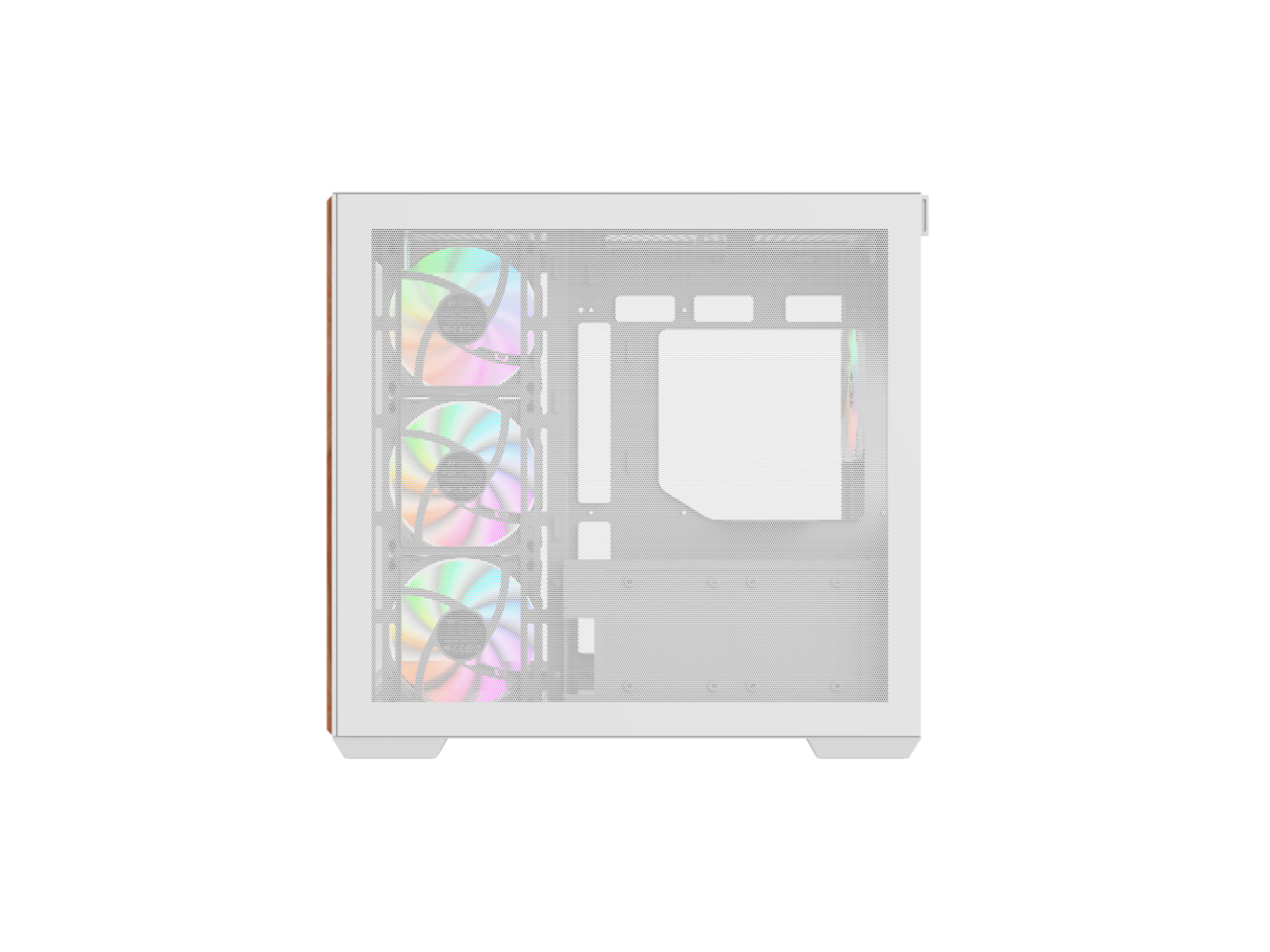 Alt View 5. Thermaltake - Thermaltake View 380 WS ARGB Mid Tower; Wood Trim; 4x ARGB Fans; 360mm Radiator; 415mm GPU; Dual Chamber; ATX/mATX/mITX - White.