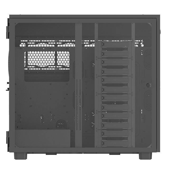 Angle. Thermaltake - Thermaltake AX700 TG Super Tower Chassis - Super Tower - Black - Steel, SPCC, Tempered Glass - 20 x Bay - XL-ATX, SSI - Black.