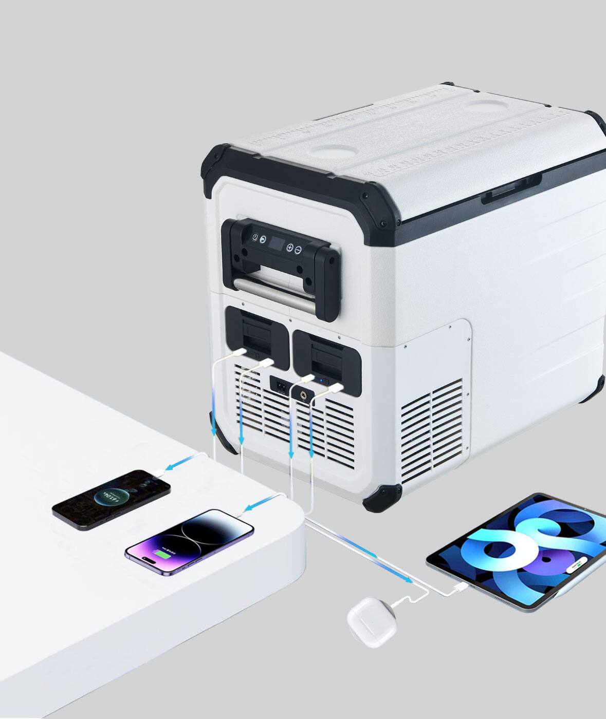 Alt View 7. Explorer Bear - Explorer Bear UR45W 48QT/45L 12/24V Portable Battery Powered Electric Fridge Freezer with two Batteries - Polar White.