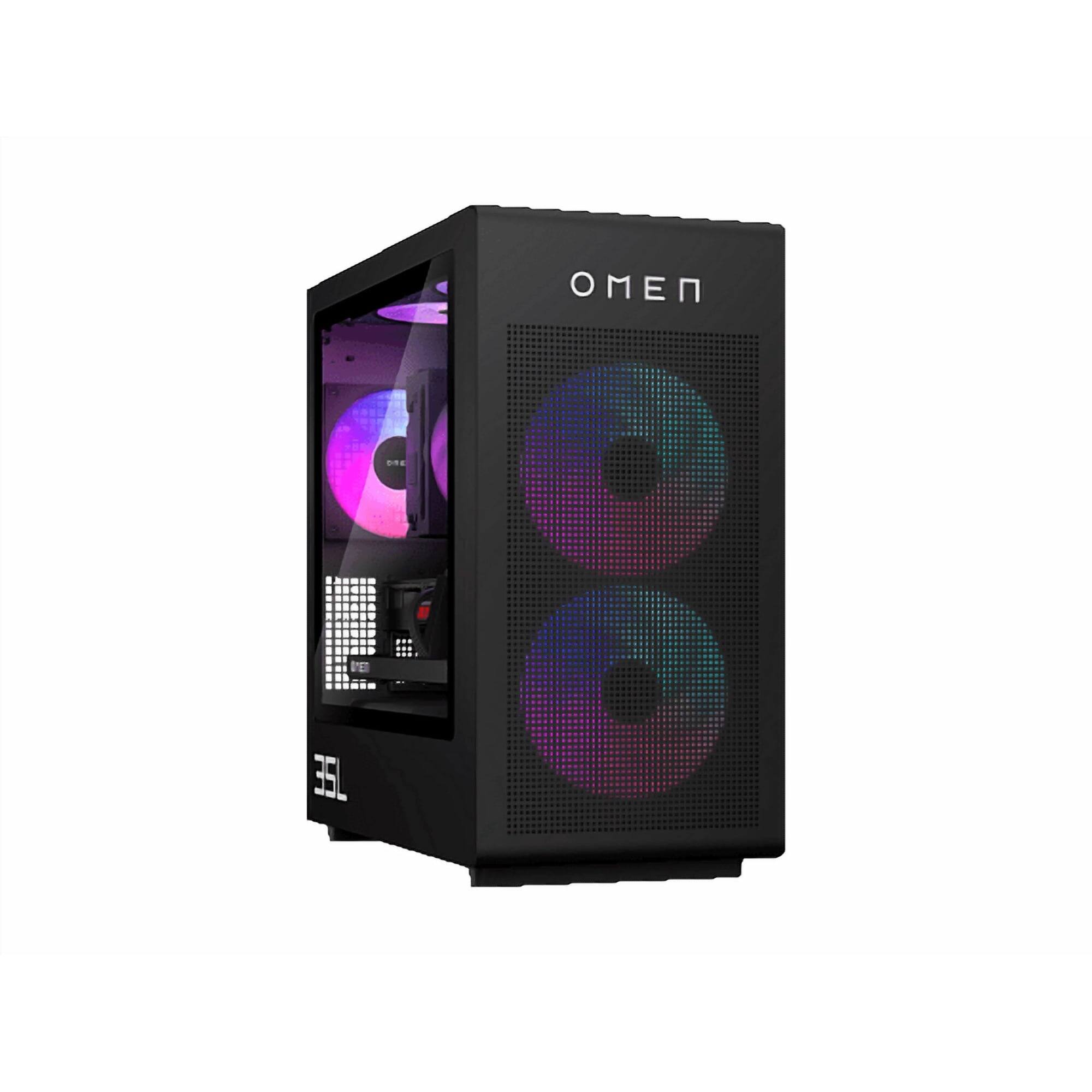 Left. HP - HP OMEN 35L GT16 Gaming PC | AMD Ryzen 7 | 32GB | 2TB | RTX 5080 | Win 11 P - Black.