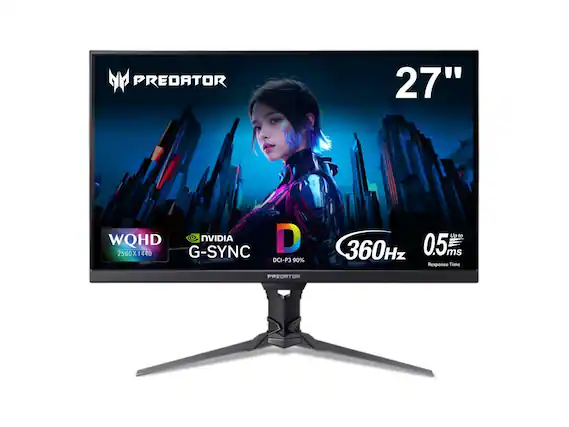 NY PREDATOR 27" WQHD NVIDIA G-SYNC DCI-P3 90% 2560X1440 Up to 360Hz 0.5 ms Response Time