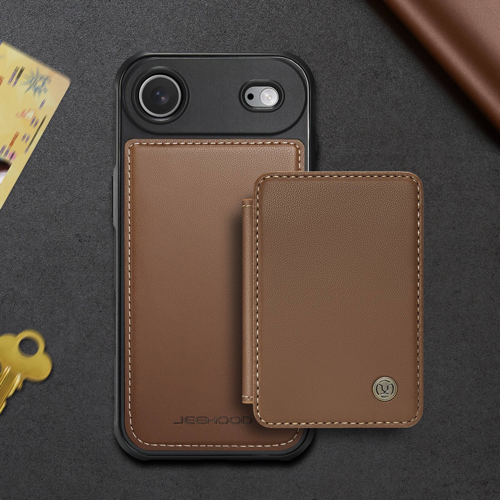 Alt View 4. Dteck - 2-in-1 Wallet Case for Apple iPhone Air with Magnetic Card Holder, RFID PU Leather Flip Folio Kickstand Cover - Brown.