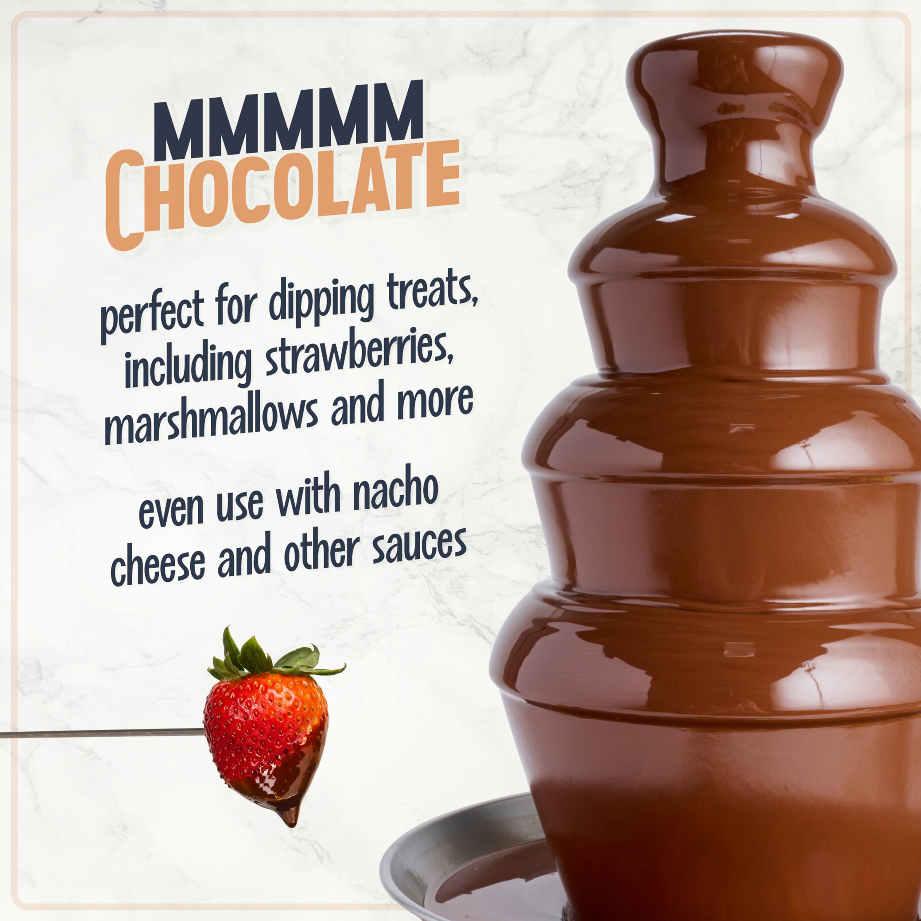 MMMMM CHOCOLATE  
perfect for dipping treats, including strawberries, marshmallows and more  
even use with nacho cheese and other sauces