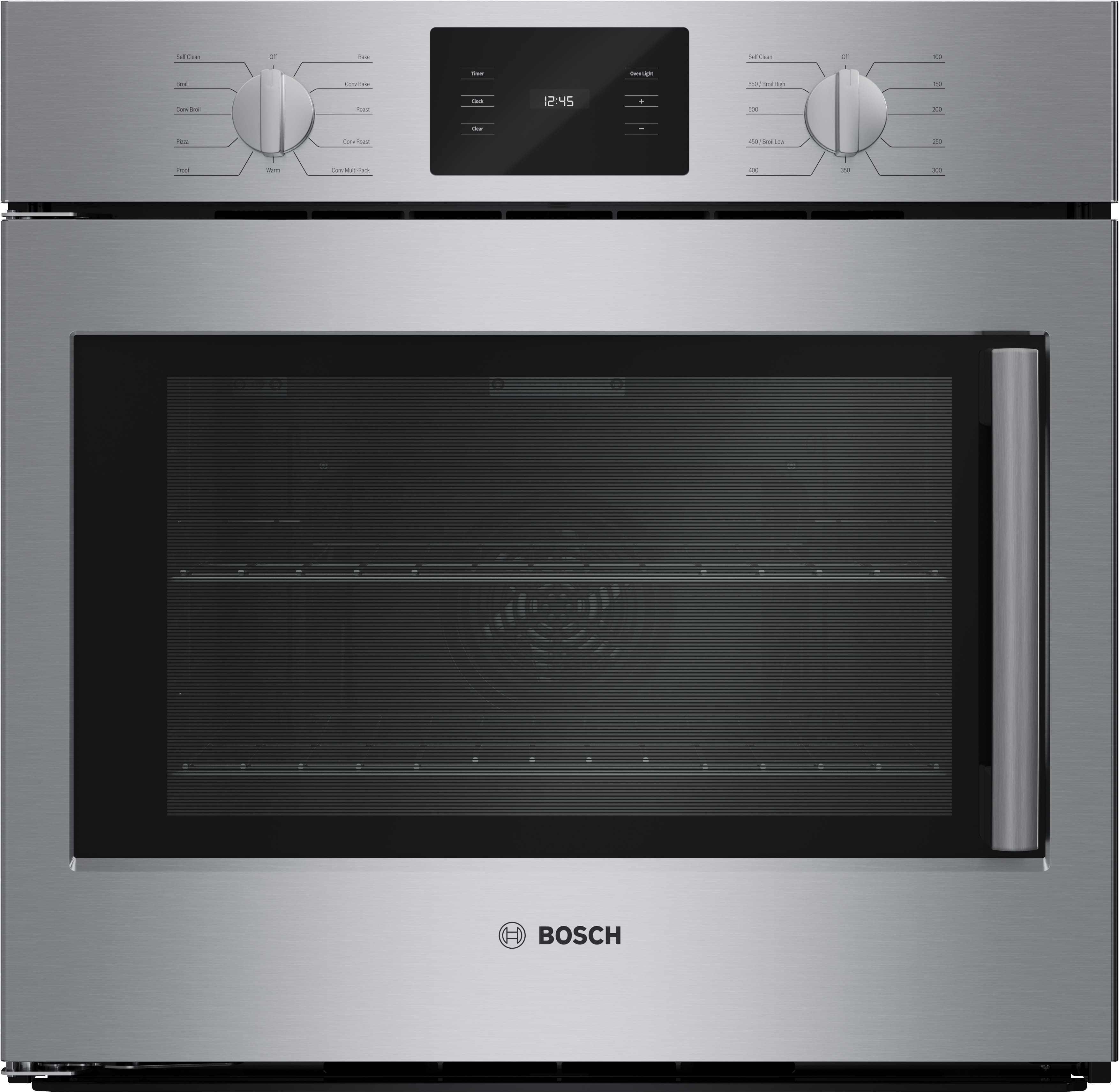 Bosch - 500 Series 30" 4.6 Cu. Ft. Built-In Single Electric True Convection Wall Oven with Left Opening Door - Stainless Steel - Front_Zoom