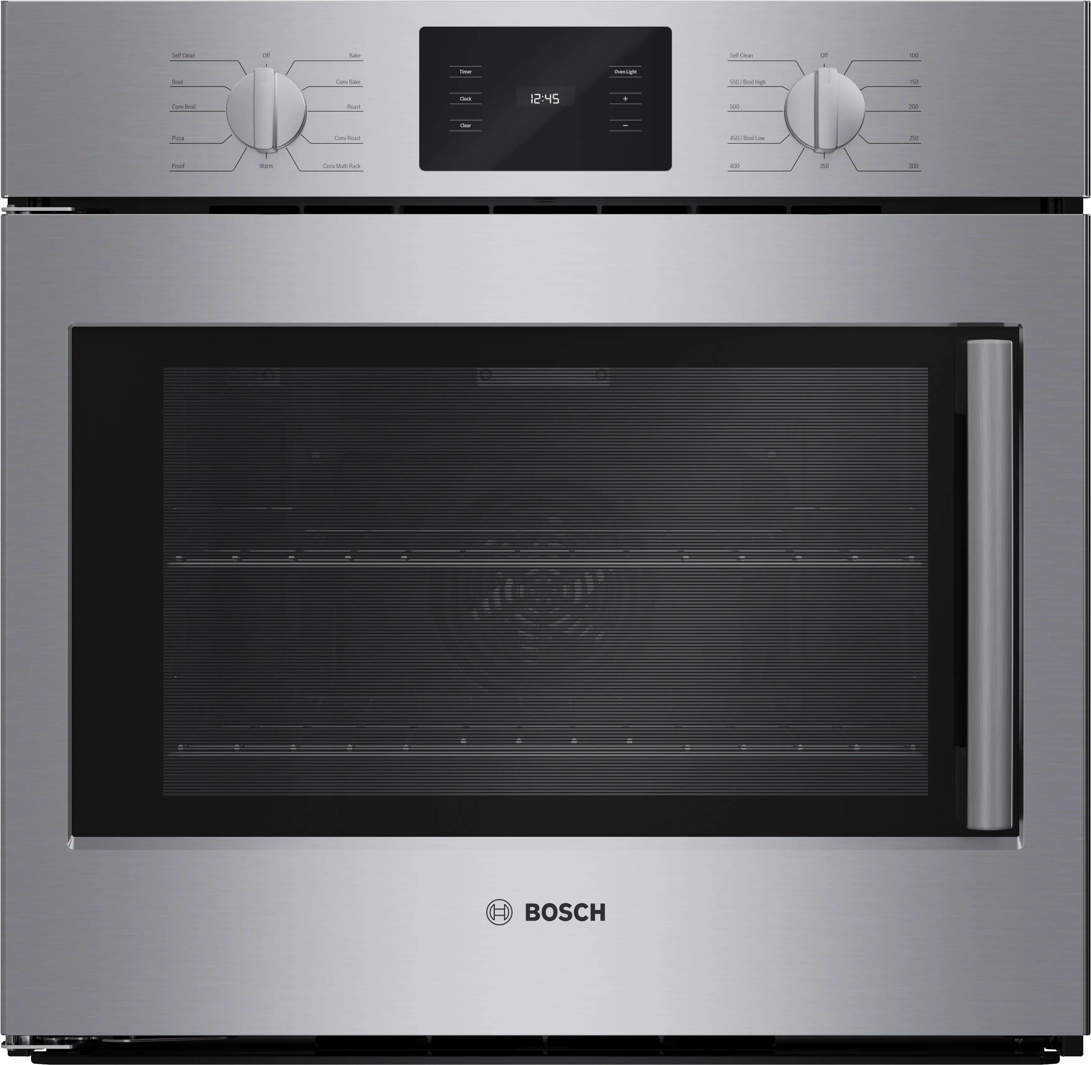Bosch - 500 Series 30" 4.6 Cu. Ft. Built-In Single Electric True Convection Wall Oven with Left Opening Door - Stainless Steel