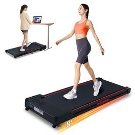 Loheer - Walking Pad Treadmill with 8° Incline Compact Portable Under Desk Treadmills for Home Office - Black