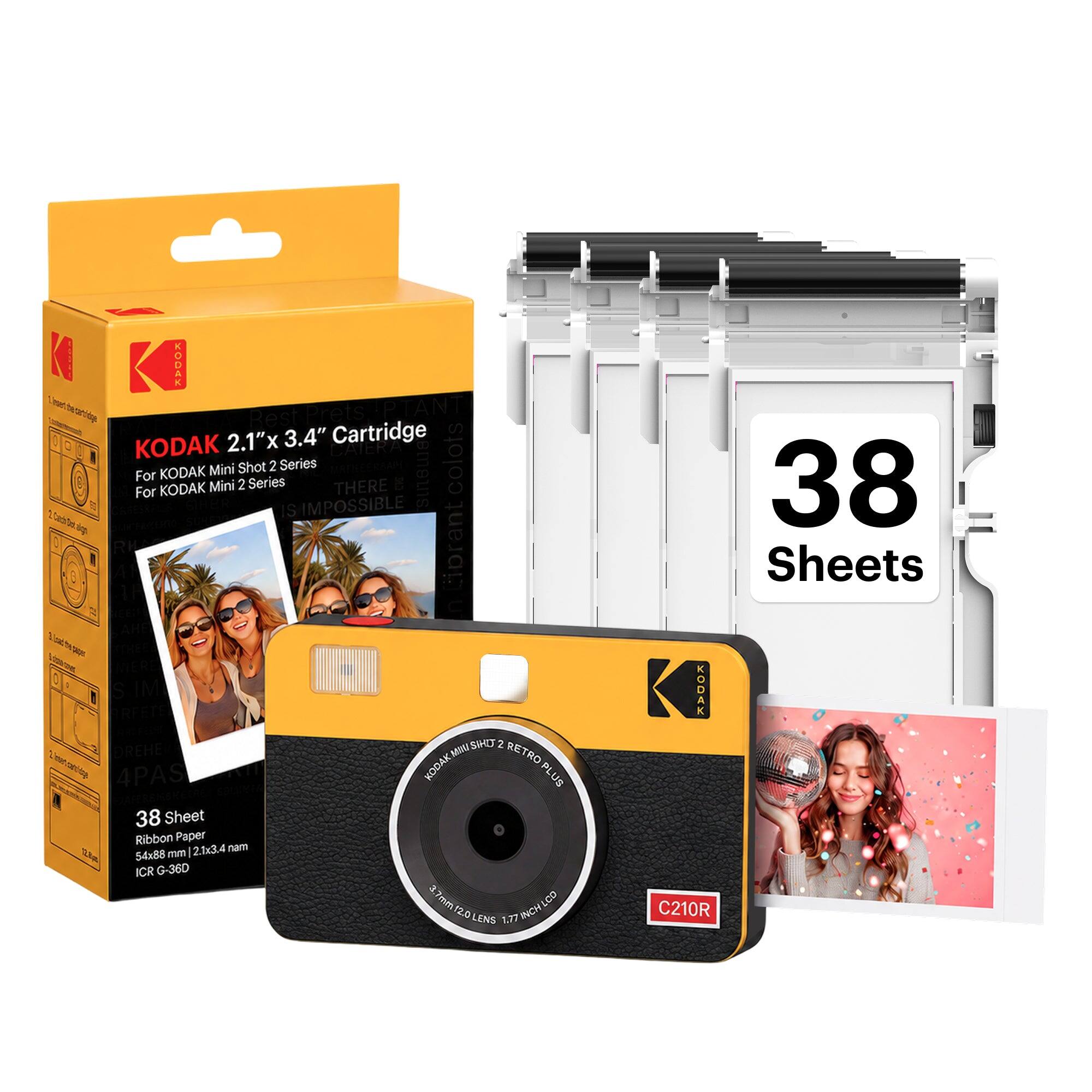 KODAK 2.1" x 3.4" Cartridge For KODAK Mini Shot 2 Series For KODAK Mini 2 Series 38 Sheet Ribbon Paper 54x88 mm ICR G-360 38 Sheets KODAK C210R